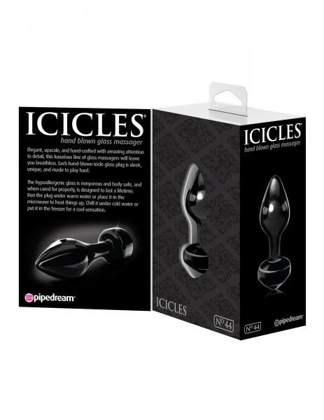 Icicles No. 44 Black Glass Butt Plug Sex Toy Product
