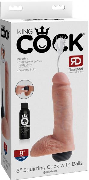 King Cock 8 inches Squirting C*ck Balls Beige Sex Toy Product