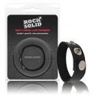 Rock Solid Adjustable Leather 3 Snap Cock Ring Black  Sex Toy Product