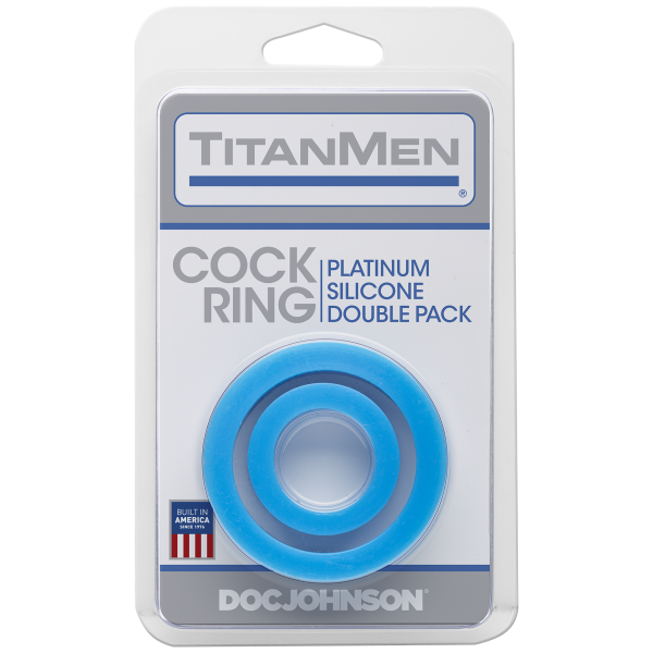 Titanmen Cock Ring Platinum Silicone Double Pack Blue Sex Toy Product