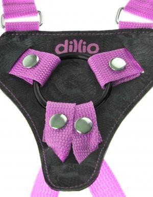 Dillio 7 inches Strap On Suspender Harness Set Pink Sex Toy Product