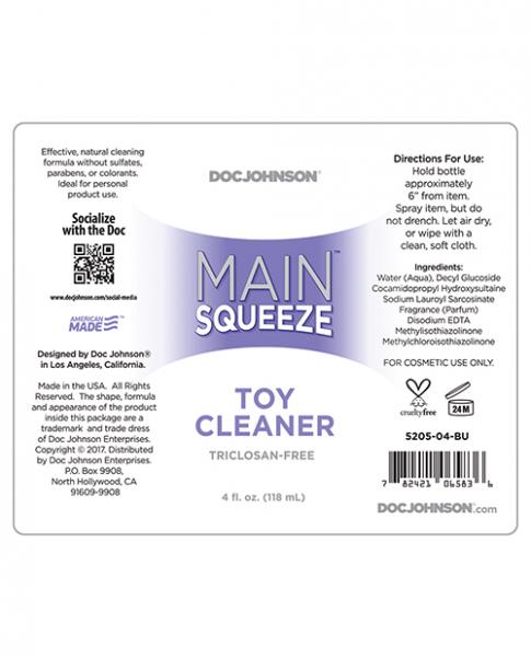 Main Squeeze Toy Cleaner 4 fluid ounces Sex Toy Product