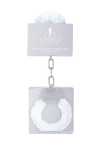 Ouch Pleasure Handcuffs Furry Cuffs White Sex Toy Product