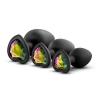 Bling Plugs Training Kit Black with Rainbow Gems Sex Toy Product Image 3
