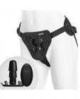 Vac-U-Lock Supreme Harness With Vibrating Plug Black Sex Toy Product