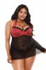 Sophia Halter Babydoll & Panty Black Red 3X/4X Sex Toy Product Image 1