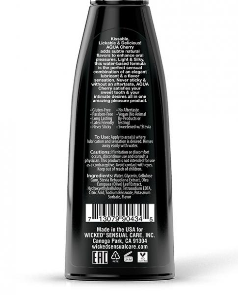 Wicked Aqua Water Based Lubricant Cherry 4oz Sex Toy Product