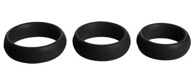 3 Piece Silicone C Ring Set - Black Sex Toy Product