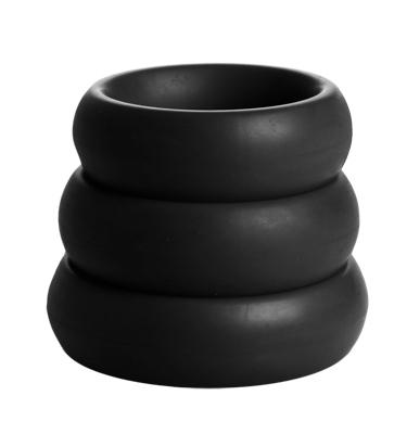 3 Piece Silicone C Ring Set - Black Sex Toy Product