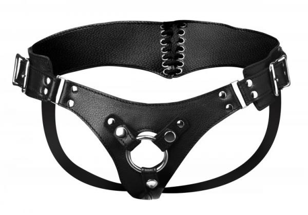 Leather Corset Back Strap On Dildo Harness Sex Toy Product