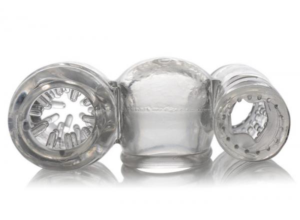 Twin Turbo Strokers 2 In 1 Wand Attachment Clear For Men Sex Toy Product