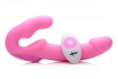Urge Silicone Strapless Strap On Vibrating With Remote Pink Sex Toy Product