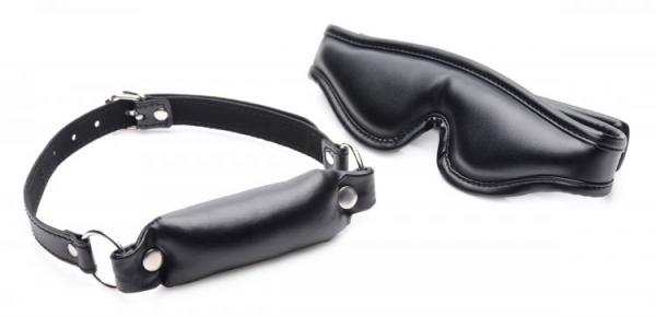 Padded Blindfold And Gag Set Black Sex Toy Product