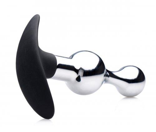 Dark Drop Metal And Silicone Beaded Anal Plug Silver Sex Toy Product