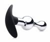 Dark Drop Metal And Silicone Beaded Anal Plug Silver Sex Toy Product Image 4