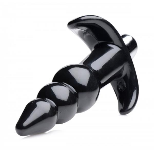 Ribbed Vibrating Butt Plug Black Sex Toy Product
