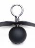 Eyelet Ball Gag Black Leather O/S Sex Toy Product Image 2