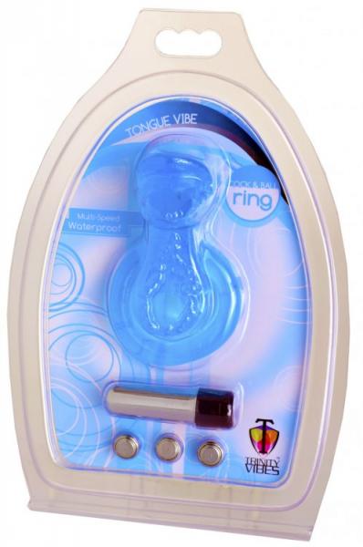Tongue Vibe Cock And Ball Ring Blue Sex Toy Product