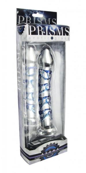 Asana Glass Dildo Clear Blue Heart Accents Sex Toy Product