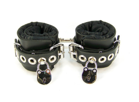 Locking Black Satin Lined Wrist Cuffs Sex Toy Product