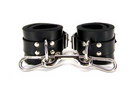 Black Leather Lined Wrist Cuffs Sex Toy Product