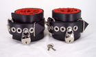Locking Red Satin Ankle Cuffs Sex Toy Product