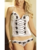 Size 34C- Bustier Top embroidered & ribbon detail, 3-position hook & eye back closure