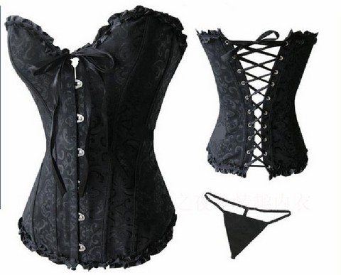 Floral Corset Black XXL