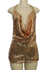 Sequined Backless Short Dress Gold Small/Medium