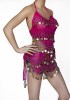 Magenta with Gold Dangling Pieces Top and Bottoms