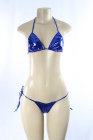 Shiny Sparkly Bra/Thong Set Blue