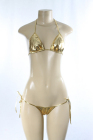 Shiny Sparkly Bra/Thong Set Gold