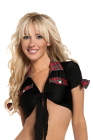 Black Tie Top with Plaid Trim Red One Size