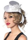 Leg Avenue Satin Top Hat With Flower And Bow Accent White One Size 