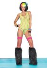Leg Avenue Halter Lace Bodysuit with Criss Cross Back One Size