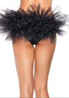 Spandex Tanga Panty with Tulle Ruffle Back Black
