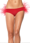 Spandex Tanga Panty with Tulle Ruffle Back Red