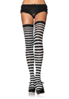 Nylon Striped Thigh Highs White/Blue