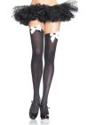 Thigh Highs with Satin Bow Black/White