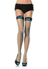 Leg Avenue Spandex Diamond Net Thigh High Blue w/ Satin Bow One Size