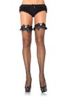 Leg Avenue Industrial Net Ruffle Top Thigh Highs with Rhinestone Bow Accent One Size