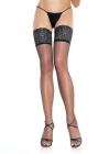 Spandex Sheer Thigh Highs with 5 inch Stay Up Lace Top White