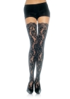 Rose Lace Stockings with Lace Top Red