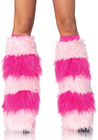 Leg Avenue Striped Furry Leg Warmer Hot Pink/Pink One Size 
