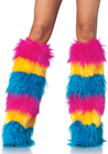 Leg Avenue Striped Neon Furry Leg Warmers One Size