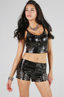 Lydia Studded Leather Punk Shorts Black Large