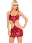 Roma Red Sequin Cut Out Mini Dress Red Medium/Large
