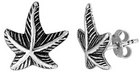 Tiny Sterling Silver Leaf Stud Earrings 1/2 inch 