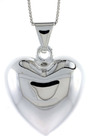 Sterling Silver Puffed Heart Pendant, Made in Italy. 1 1/8 in. (29 mm) Tall 