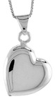 Sterling Silver Heart Pendant, Made in Italy. 7/8 in. (22 mm) Tall